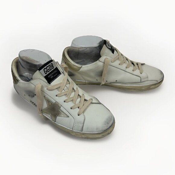 Golden Goose Superstar Leather Sneakers with Metallic Gold 39 8.5 / 8 - Worn 1X - Picture 2 of 16